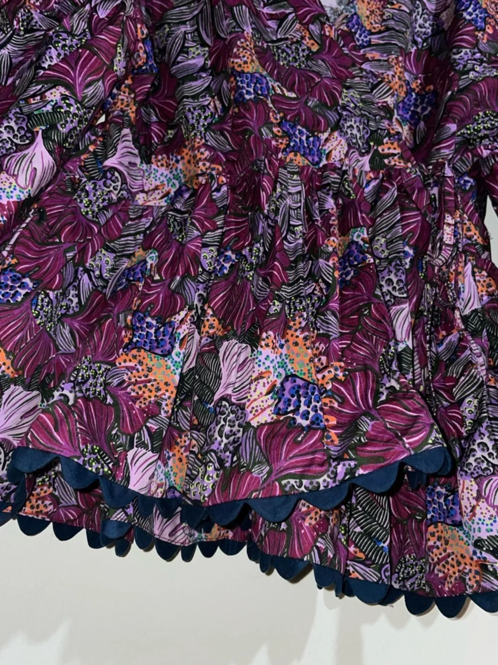 Women’s Floral V-Neck Peplum Blouse - Purple - Picture 8 of 10